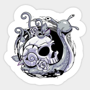 Snail Skull  Black & white Creepy Sticker